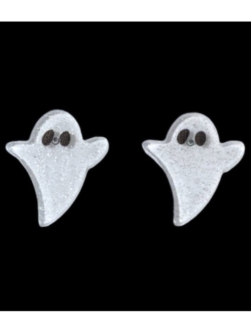 White Sparkle Ghost Acrylic Halloween Stud Earrings